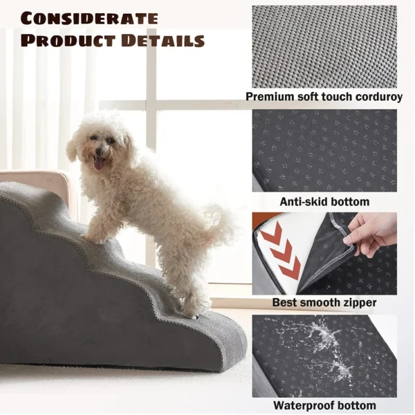 Hot Dog House Dog Stairs Pet 4 Steps Stairs for Small Dog Cat Pet Ramp Ladder Anti-slip Removable Dogs Bed Stairs Pet Supplies - Image 2