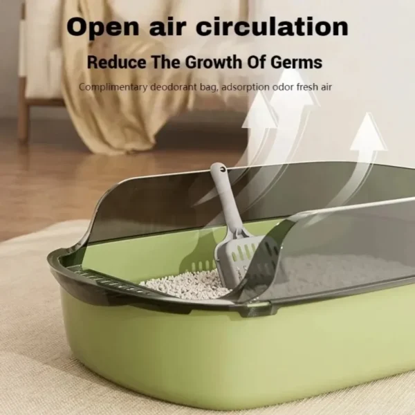 Cat Litter Box Thickening Cat Sandbox High Side Semi-enclosed Splashproof Cats Tray Toilet Cleaning Basin Supplies with Scoop - Image 3